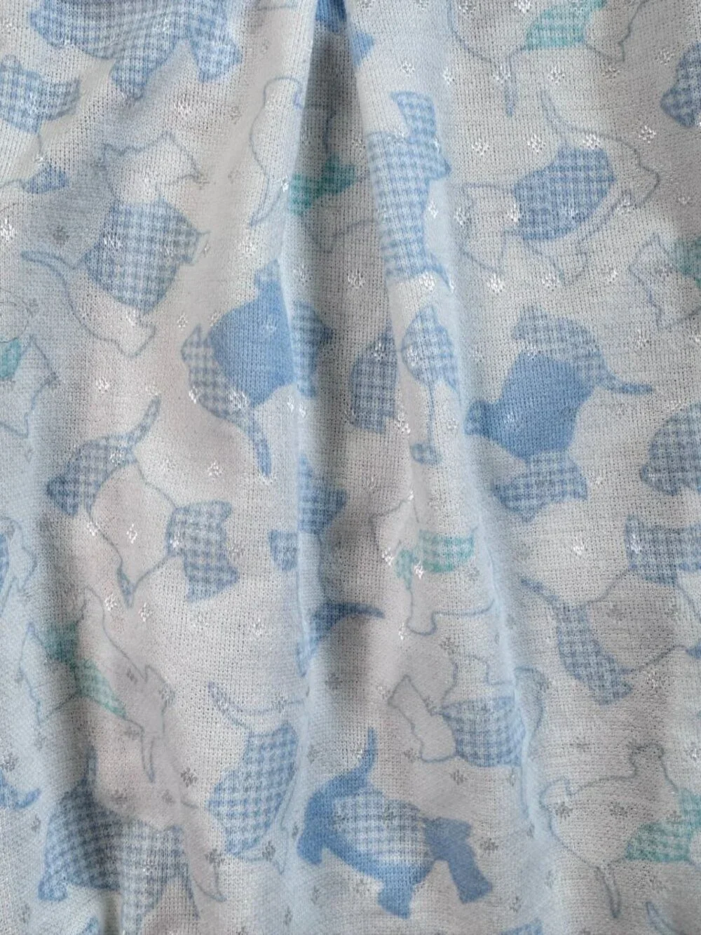 Baby Dior Blue Footed Sleeper Scottie Dog Print Medium 12-17 Lbs. USA